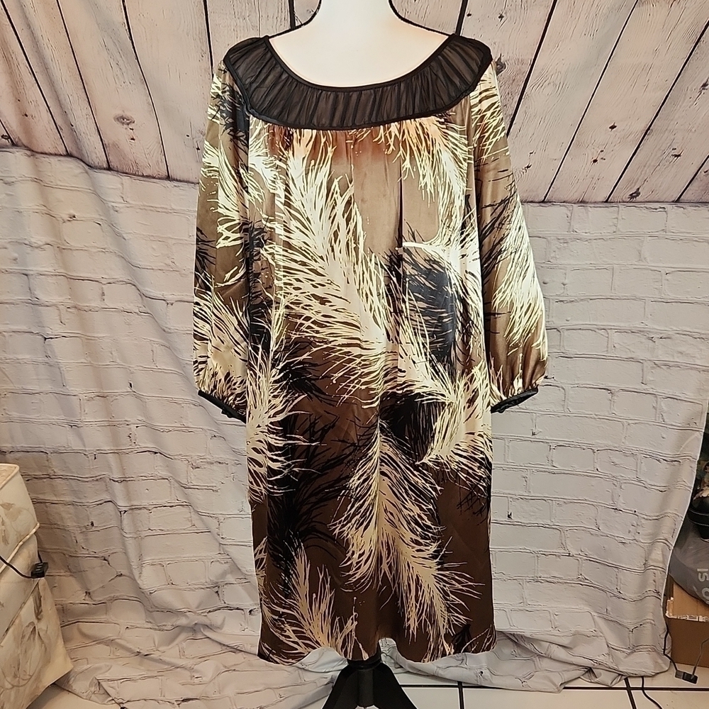 Maggy London women's midi 1/4 length sleeve dress 100% silk